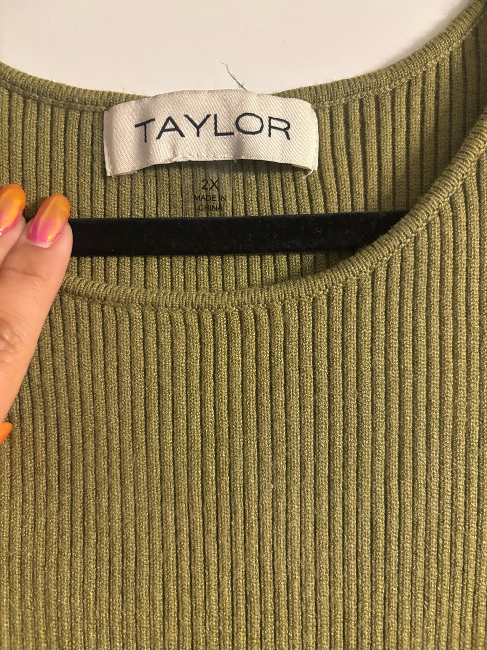 Taylor Olive Green Ribbed Knit Tank